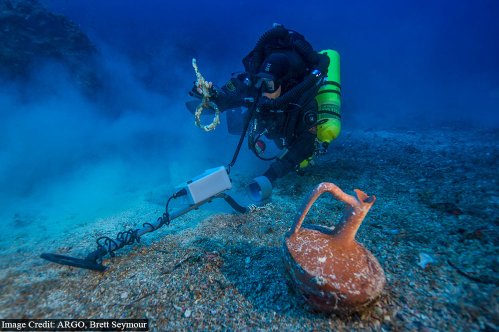 Metal detector survey of the shipwreck area.