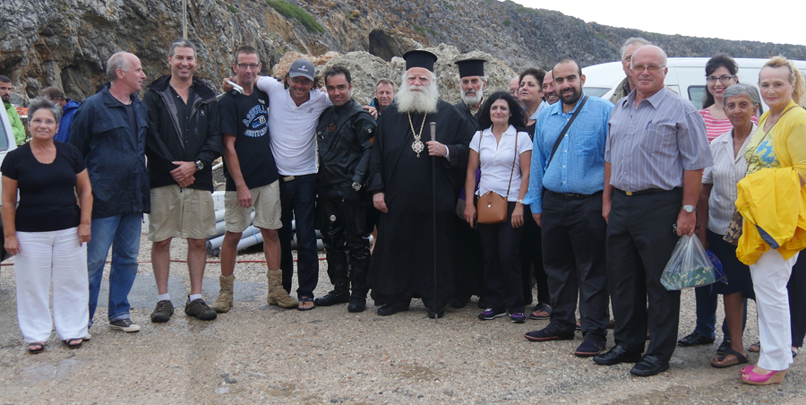 The Return to Antikythera team with the Metropoliti of Kythera & Antikythera, Mayor of Kythera and Antikythera and guests.
